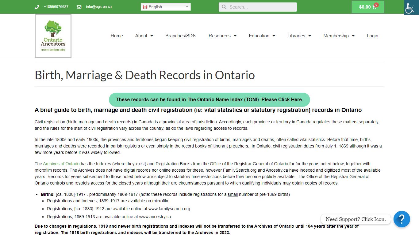 Birth, Marriage & Death Records in Ontario – Ontario Ancestors