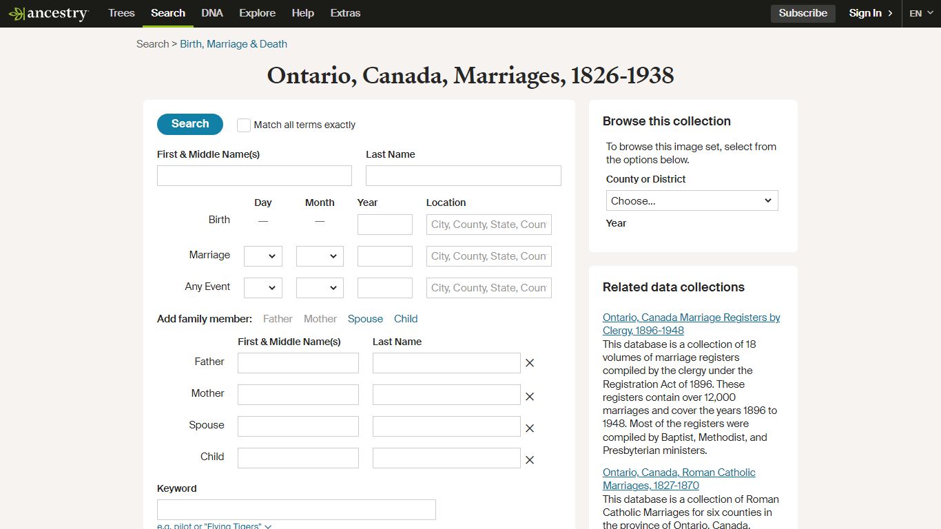 Ontario, Canada, Marriages, 1826-1938 - Ancestry.com