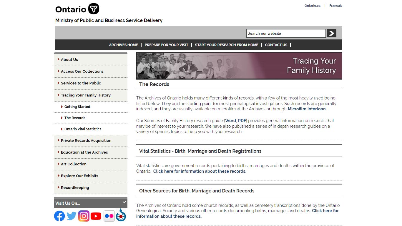 Family History at the Archives of Ontario - The Records